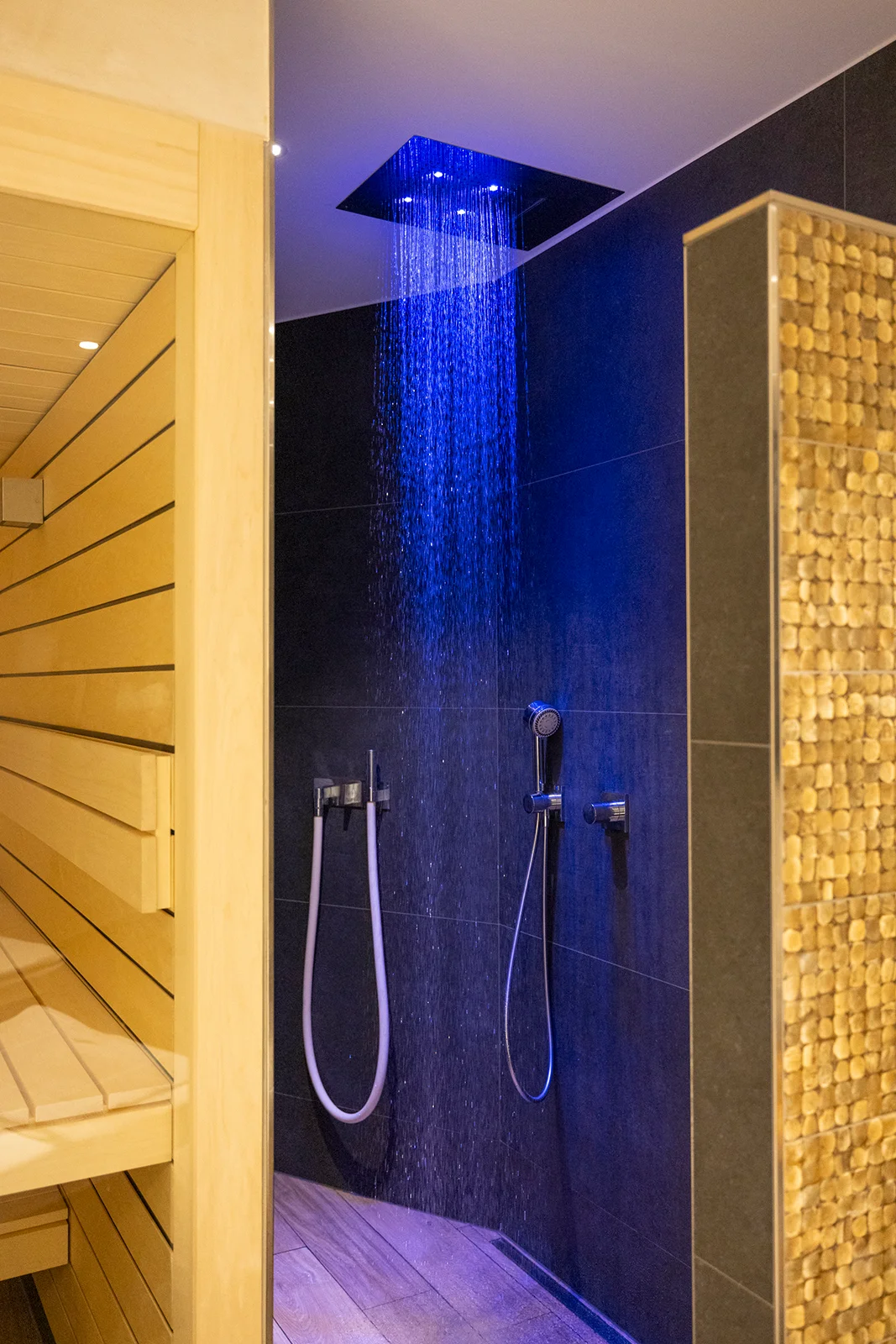 Wellnessbereich mit Sauna, Wellnessdusche und Whirlpool in Niedersprockhövel